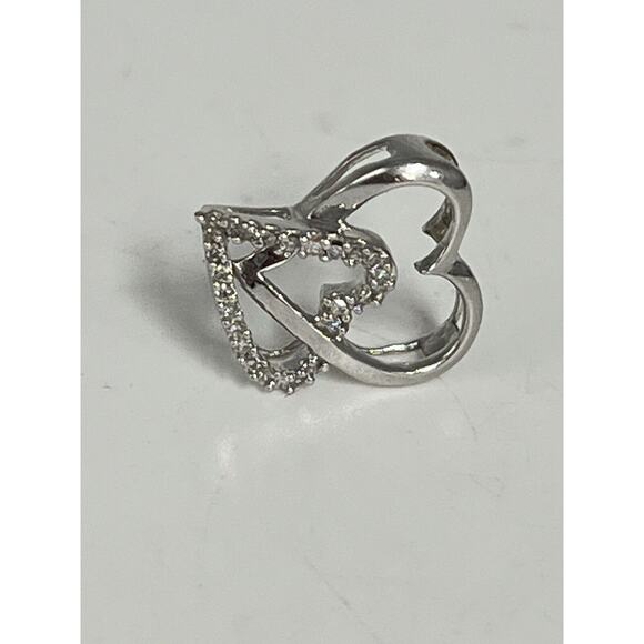 Beautiful 10k White Gold Diamond Open Heart Pendant - Picture 6 of 16